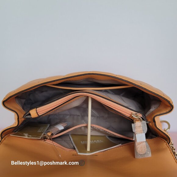 MICHAEL KORS Soho Quilted Smooth Leather Shoulder Bag- Cantaloupe color ⭐ - Picture 15 of 16